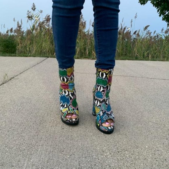 Multi-colored Peep Toe Boot - Picture 14 of 15